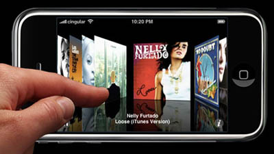 interface do iPod mostrando o Cover Flow