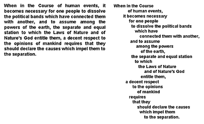 comparação de antes e depois da formatação sintática-visual