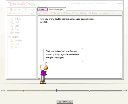 a tela do tutorial do novo YahooMail