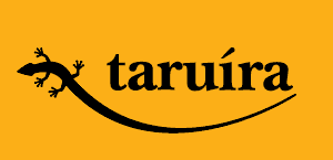 Logo taruíra - versão horizontal com lagartixa de rabo longo